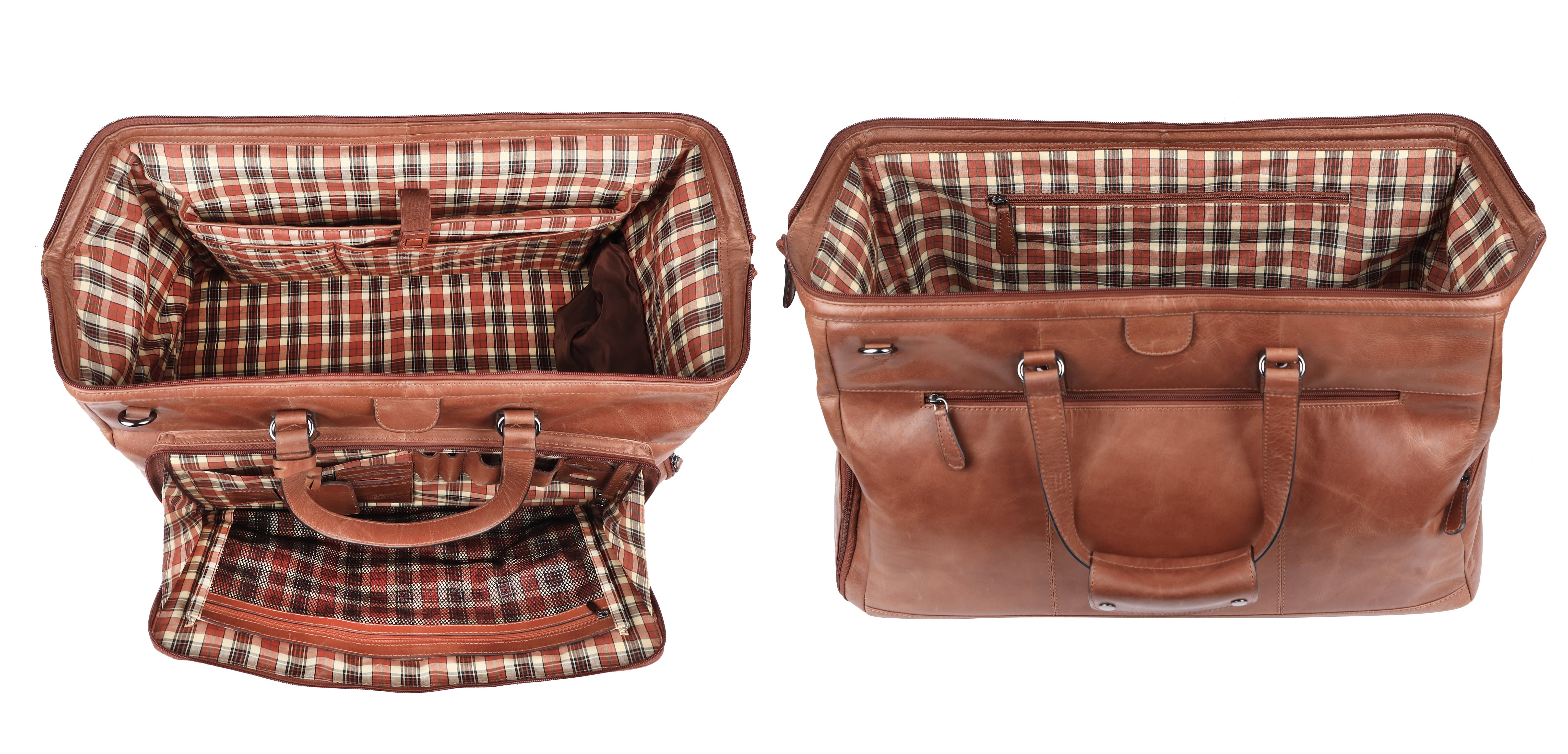 TUSC Reisetasche Tarvos, Premium Reisetasche aus Leder mit Laptopfach
