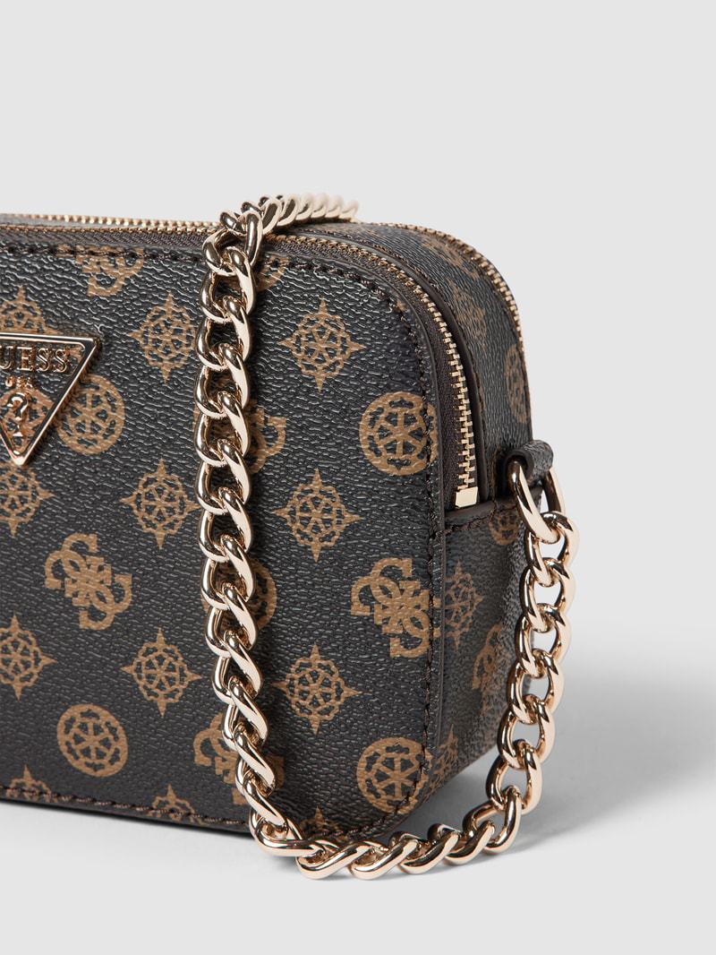 Camera Bag mit Allover-Muster Modell 'NOELLE' in mittelbraun