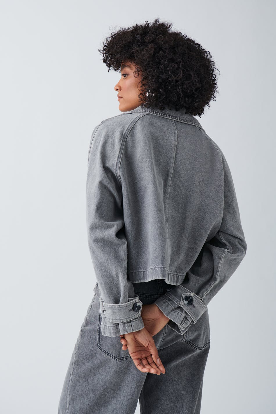 Denim short trench coat