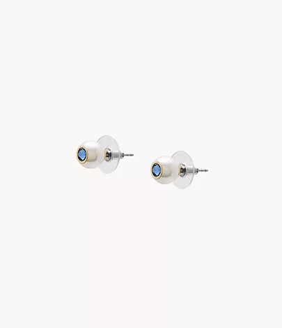 Fossil Ohrstecker Bright Baubles Strass Muschel weiß blau