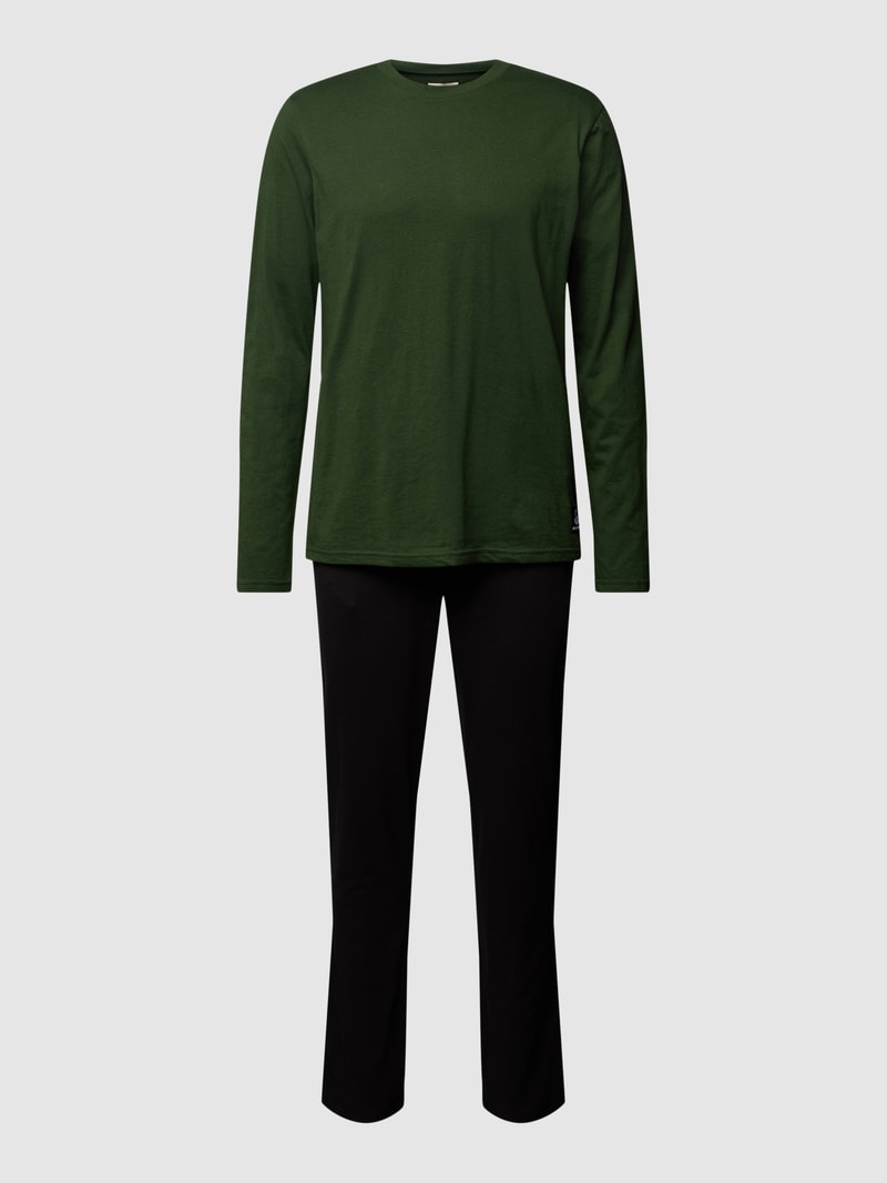Pyjama mit Rundhalsausschnitt Modell 'BASIC LABEL' in grün