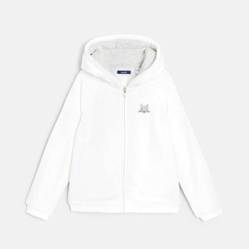 Sweat à capuche en sherpa blanc fille