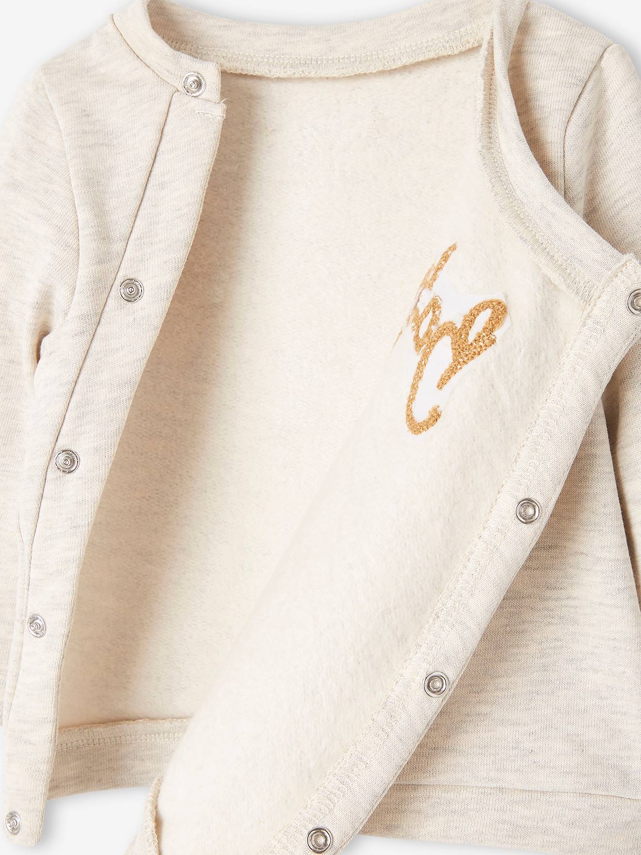 Ensemble bébé 3 pièces en molleton naissance beige chiné