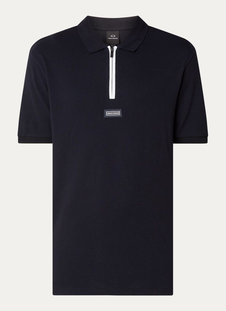 Polo Armani Exchange de corte regular em algodão piqué com meio zíper.