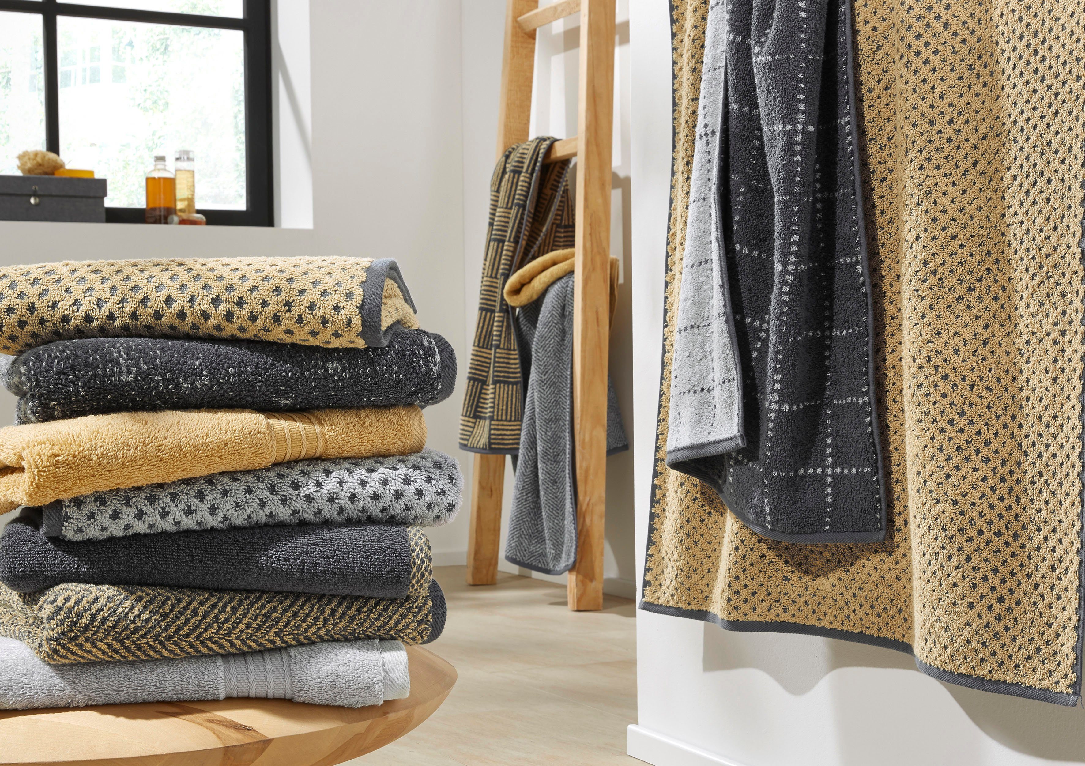 Dyckhoff Handtuch Set Golden Shades Herringbone, Walkfrottier, (Set, 6-tlg)