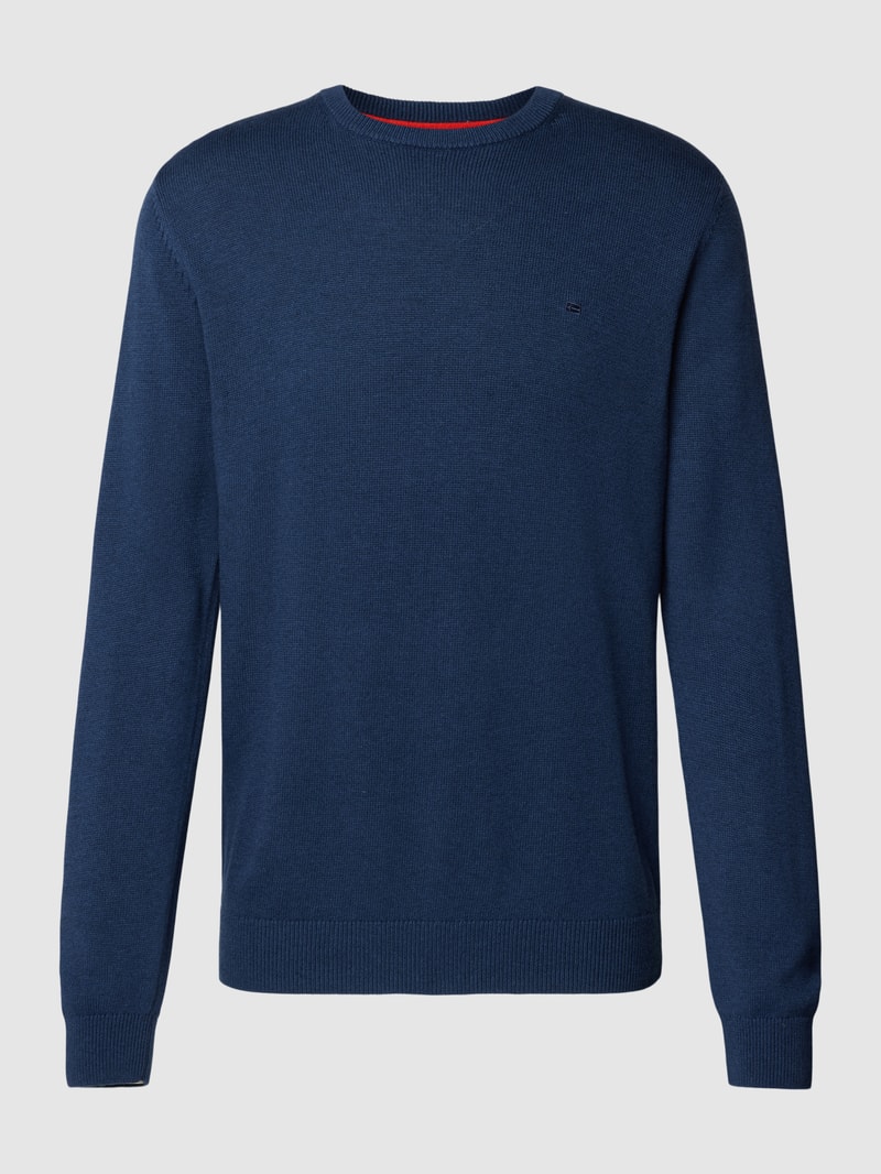 Strickpullover in melierter Optik in metallic blau meliert