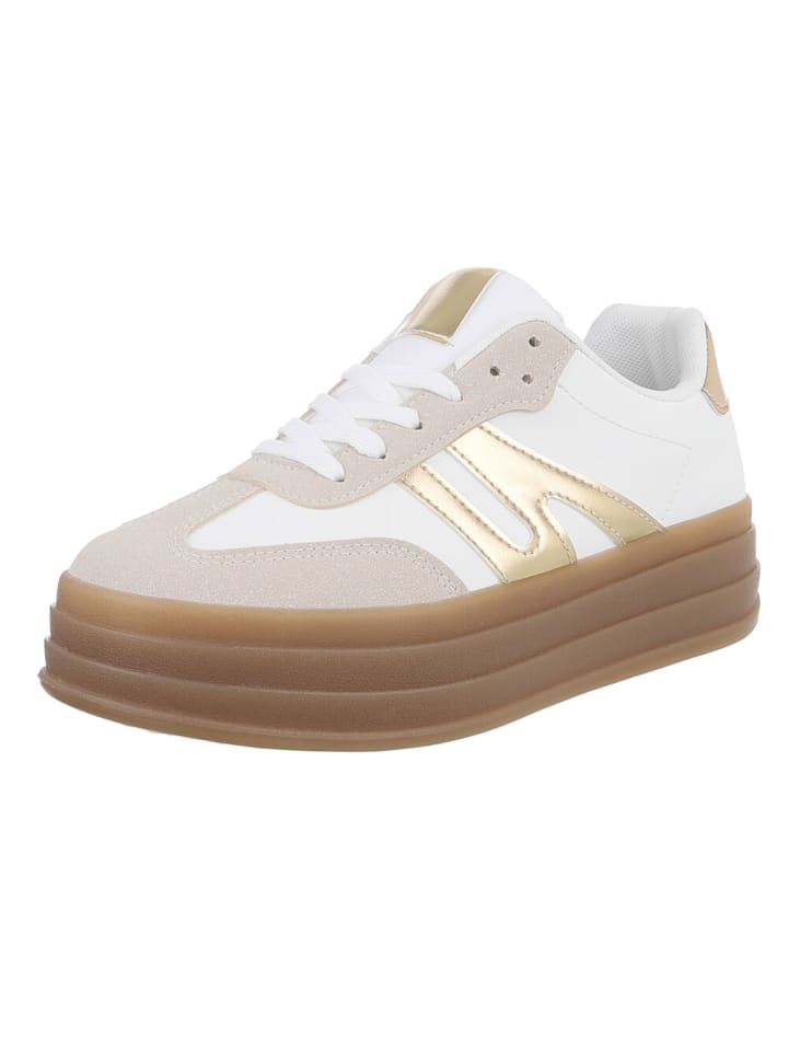 Ital-Design Freizeitschuh in Creme und Gold günstig kaufen