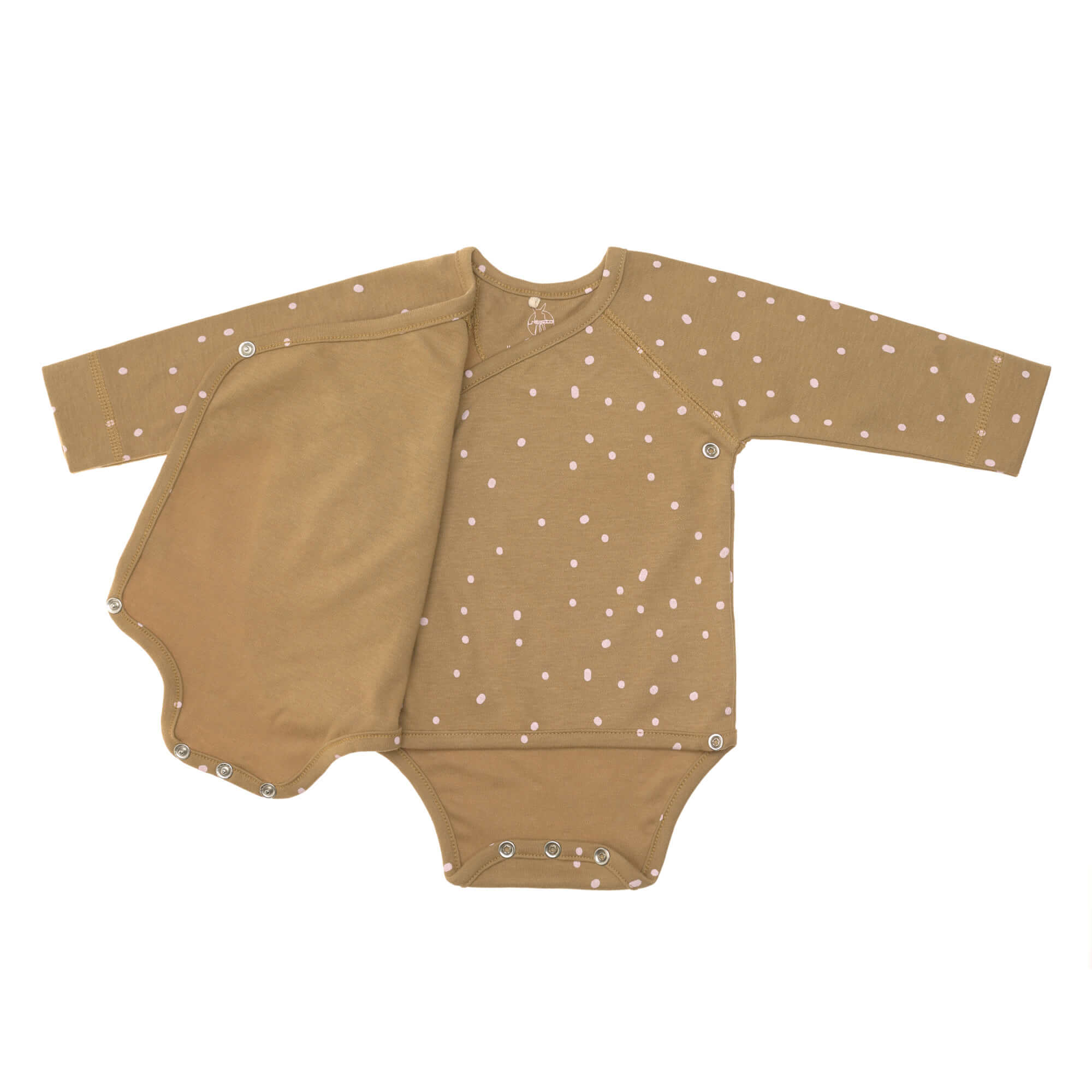 Baby Wickelbody langarm - Bio Baumwolle, Punkte, Gelb