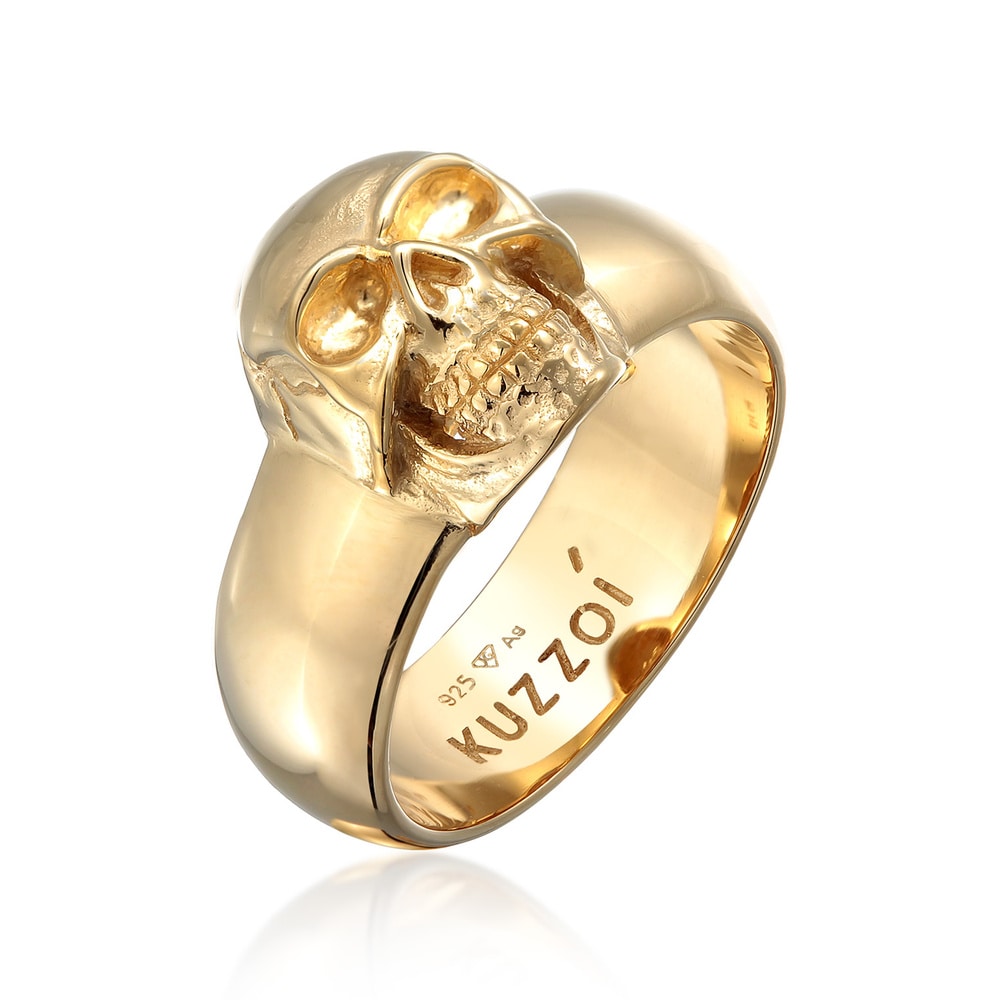 KUZZOI KUZZOI Bague Hommes Sceau Tête de mort oxydée en argent sterling 925 Bague