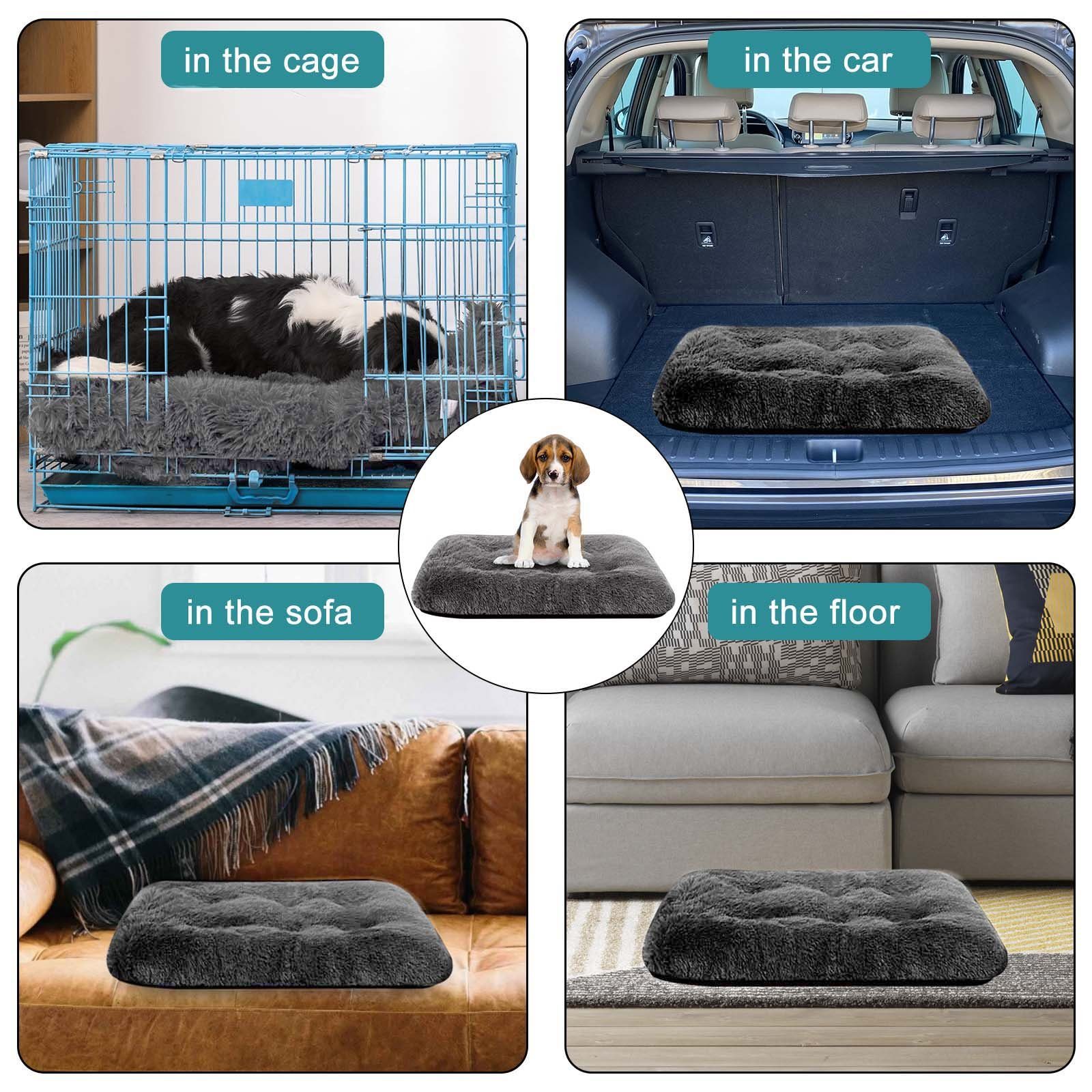 CALIYO Tierbett 100x70x10cm Hundebett Waschbar L Hundekissen Abnehmbar Bezug, Hochwertiger Plüsch, für Hundekäfig Anti-Rutsch Hundesofa Rechteckig