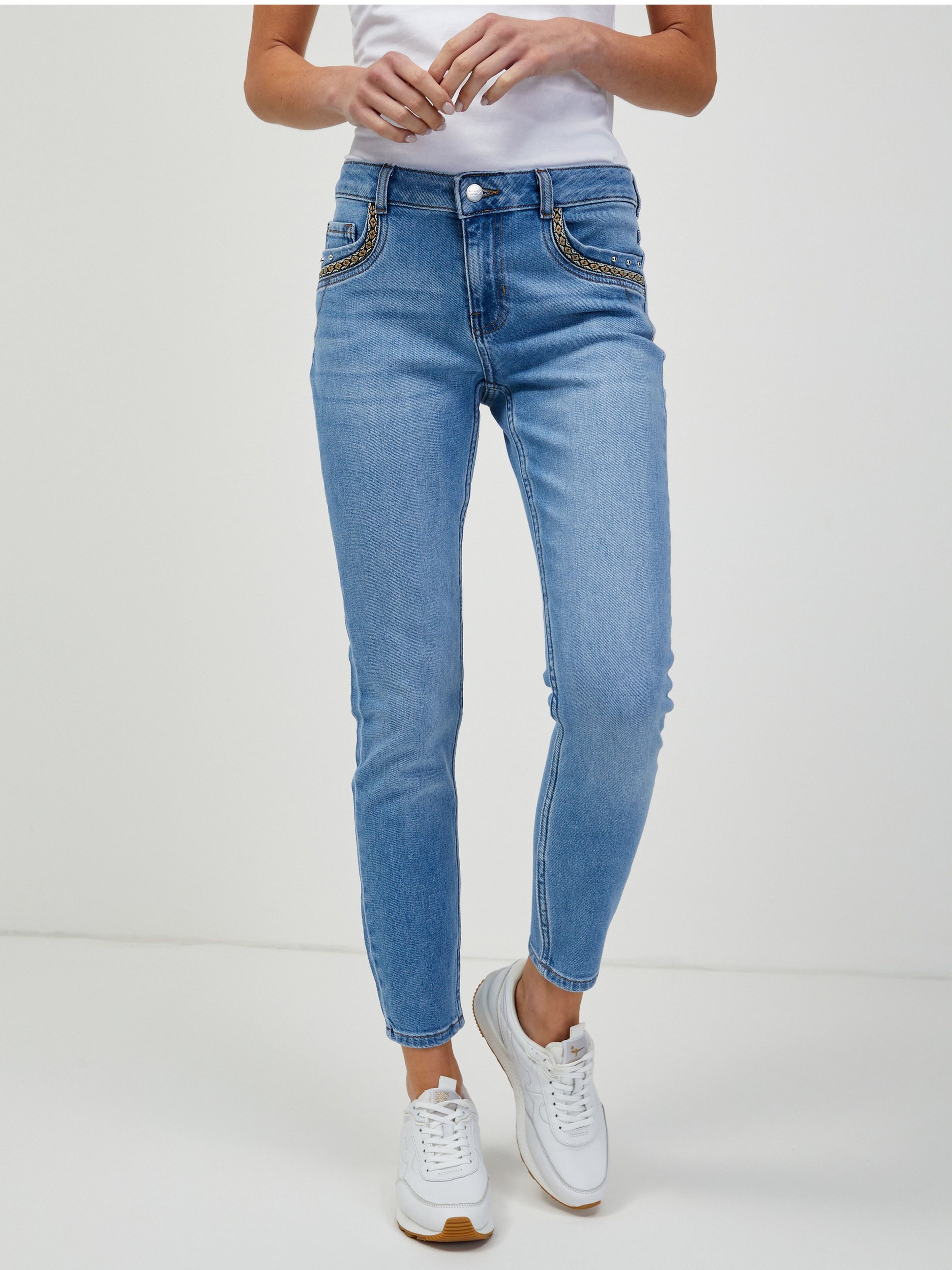 Hellblaue verkürzte Skinny Fit Jeans ORSAY