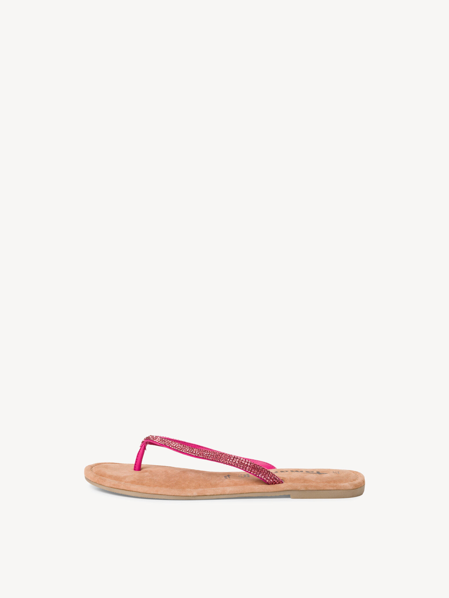 Tong en cuir - rose fuchsia