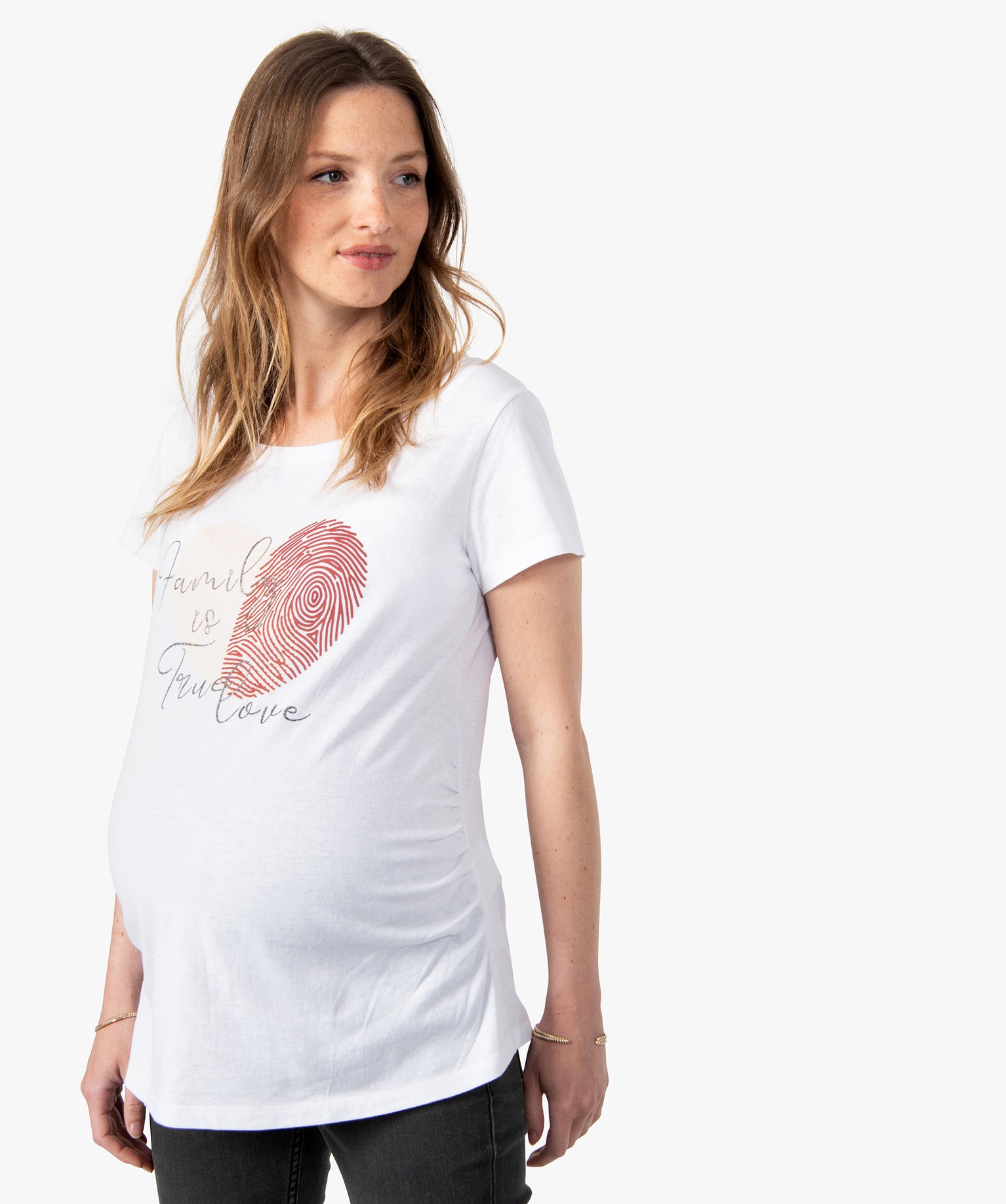 Tee-shirt de grossesse avec motif graphique blanc | GEMO