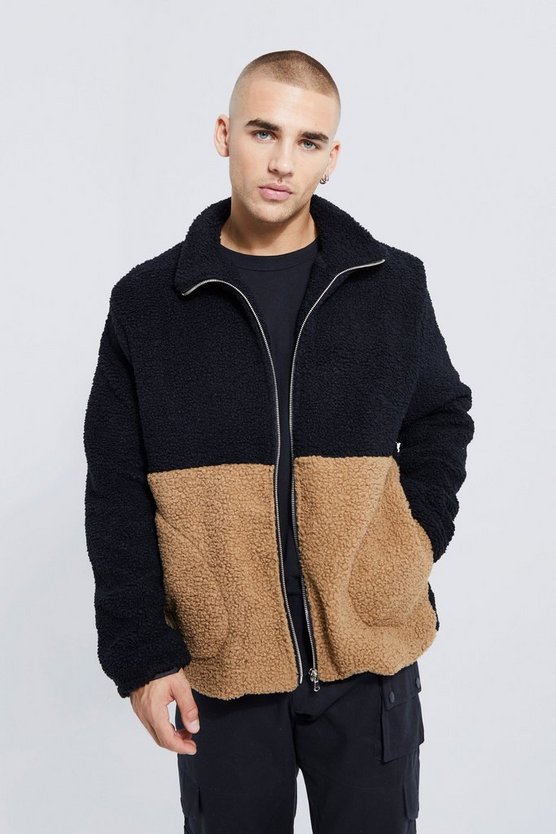 Colorblock Borg-Jacke