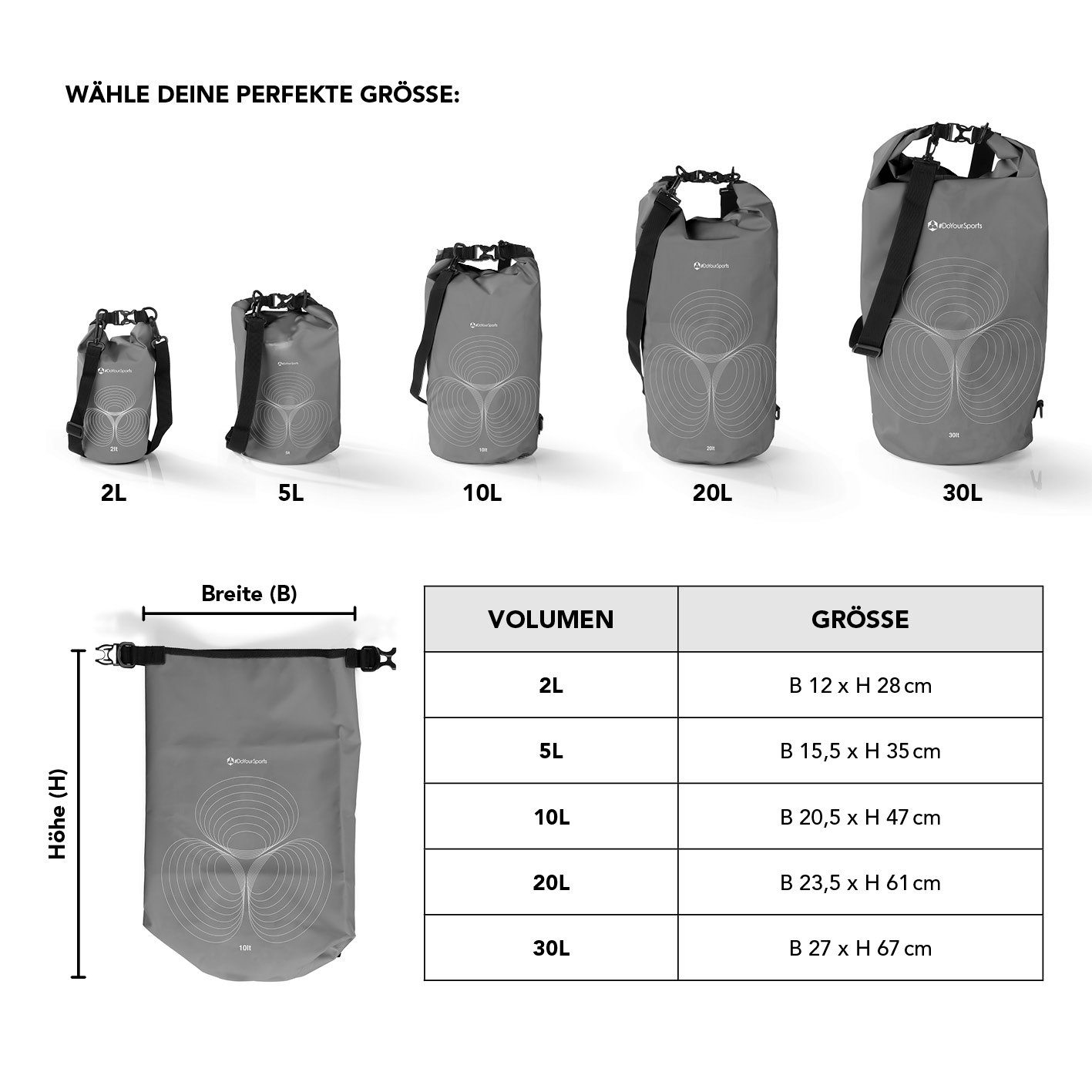 #DoYourSports Aufbewahrungstasche PVC dry bag 5-20L, inkl. Nylongurt