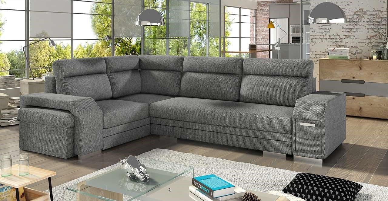 MKS MÖBEL Ecksofa ALVA, mit Hocker und Minibar - L-Form Sofa Mit Schlaffunktion