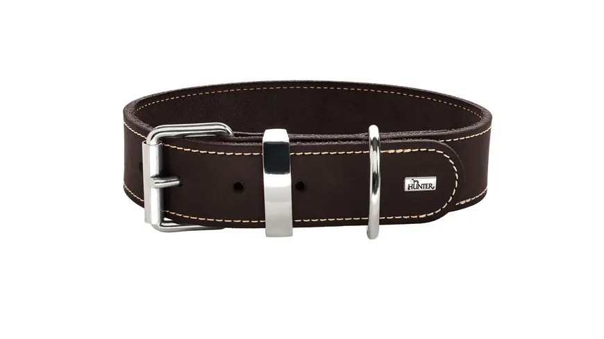 Hunter Hunde Halsband Aalborg Special dunkelbraun Softvollrindleder  Größe: 40
