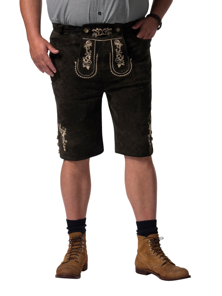 Men Plus Lederhose in olive günstig kaufen