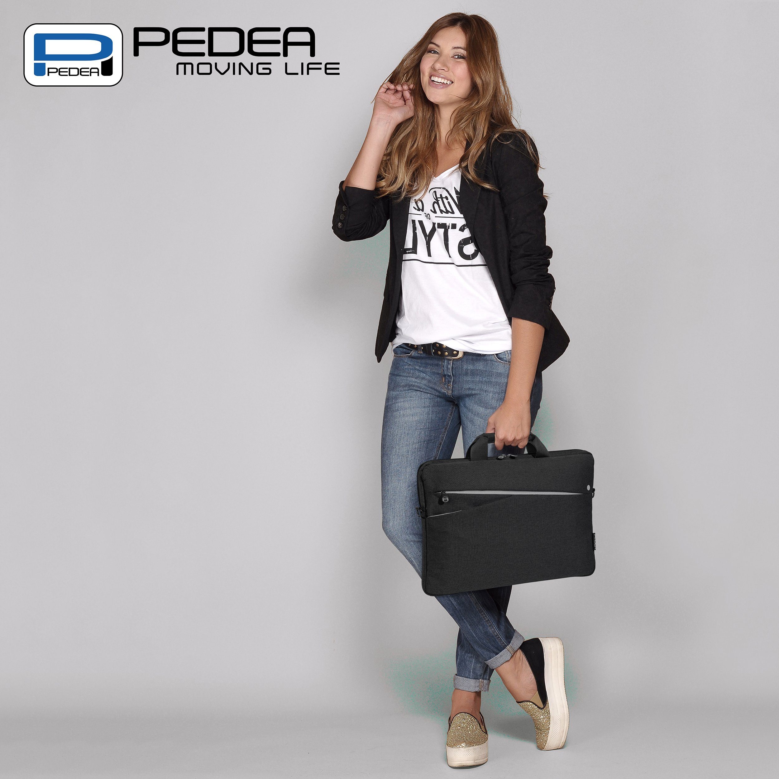 PEDEA Laptoptasche FASHION (13,3 Zoll (33,8 cm), Umhängetasche mit dicken Polsterung und fleeceartigem Innenfutter