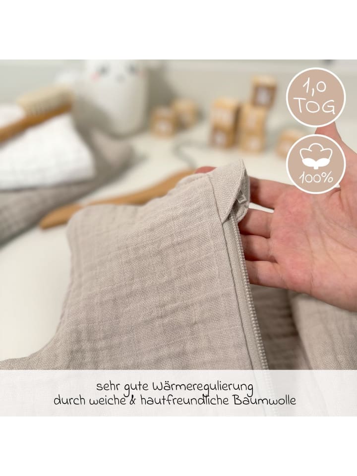 Makian Musselin-Schlafsack - Beige - Gr. 60 cm in beige günstig kaufen