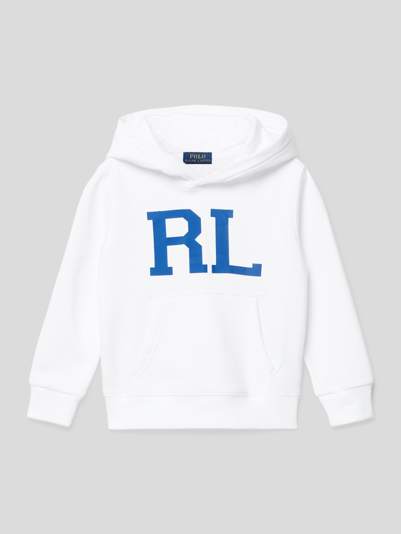Hoodie mit Label-Detail in weiß