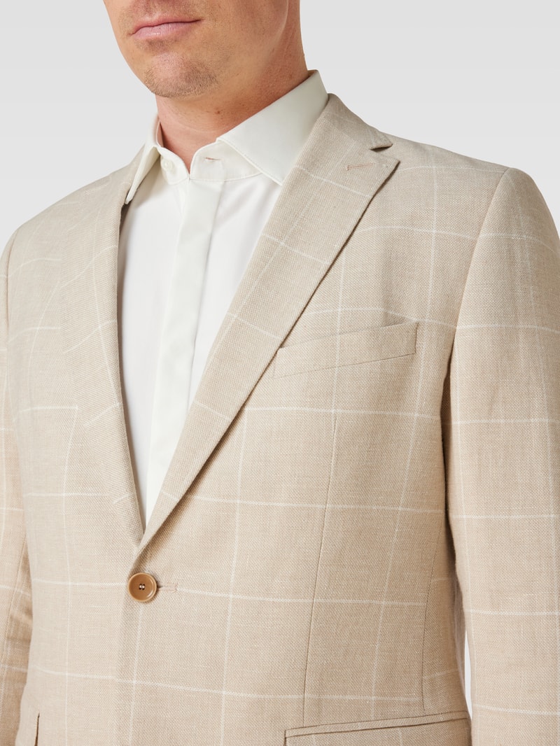 Slim Fit 2-Knopf-Sakko mit Kissing Buttons in sand