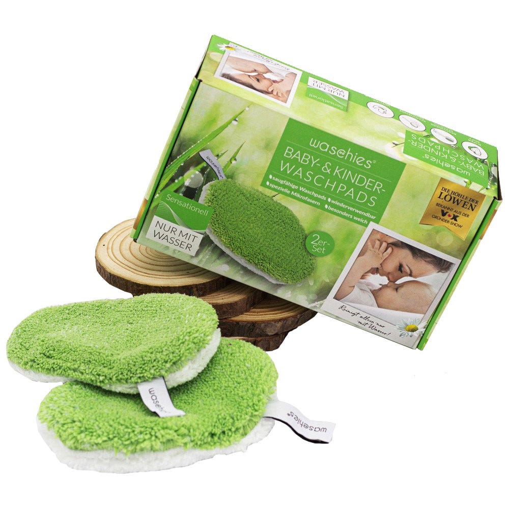 Waschies Waschpads für Babys und Kinder 2er Grün