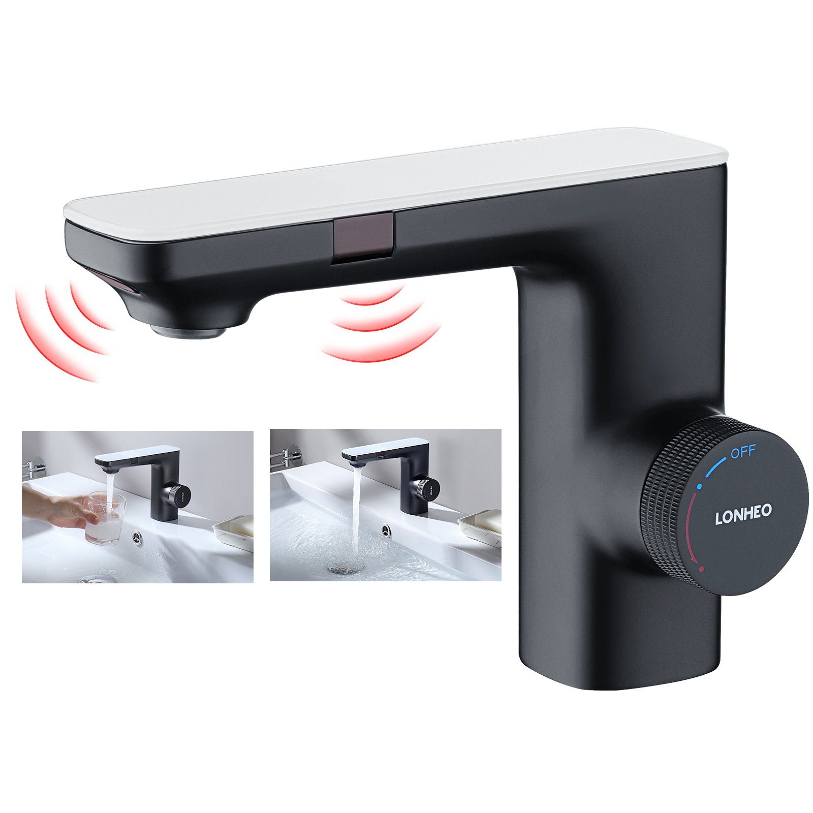 Lonheo Waschtischarmatur Automatik Infrarot IR Sensor Waschbecken Wasserhahn Mischbatterie