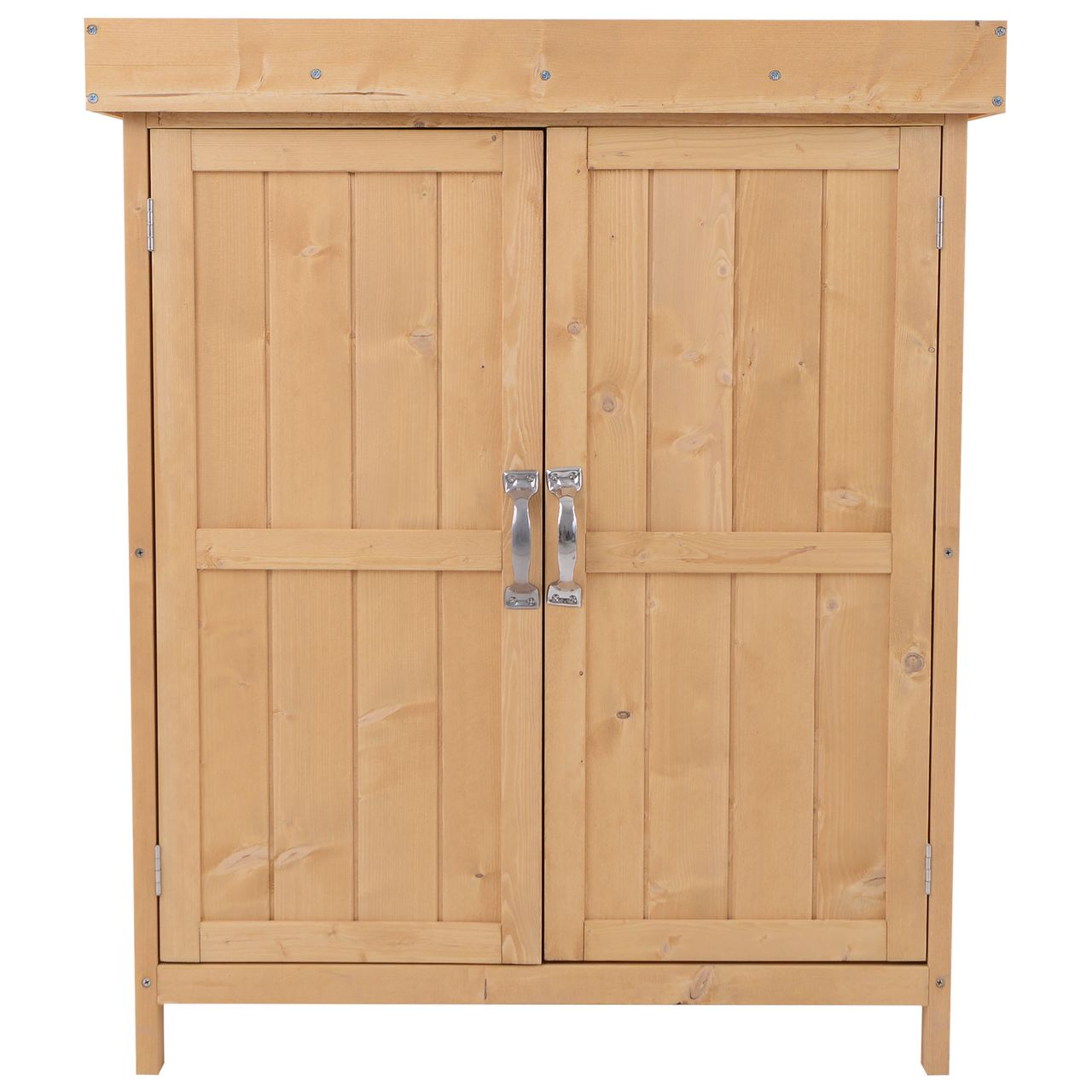 Outsunny Geräteschrank Geräteschuppen Holzschrank 2 Fächer Tannenholz Natur