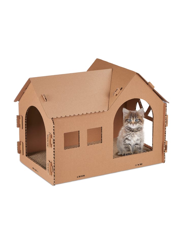 relaxdays Katzenhaus in Braun günstig kaufen onesize