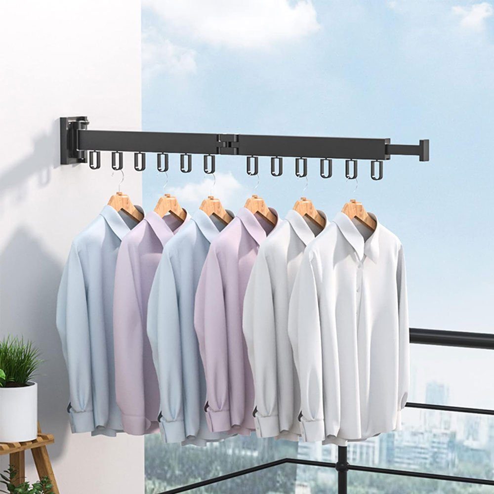Sarfly Wäscheständer Wäscheständer Versenkbar, Wandmontierter Kleiderständer, Platzsparend, mit Handtuchhalter für Balkon,Wäsche, Schlafzimmer