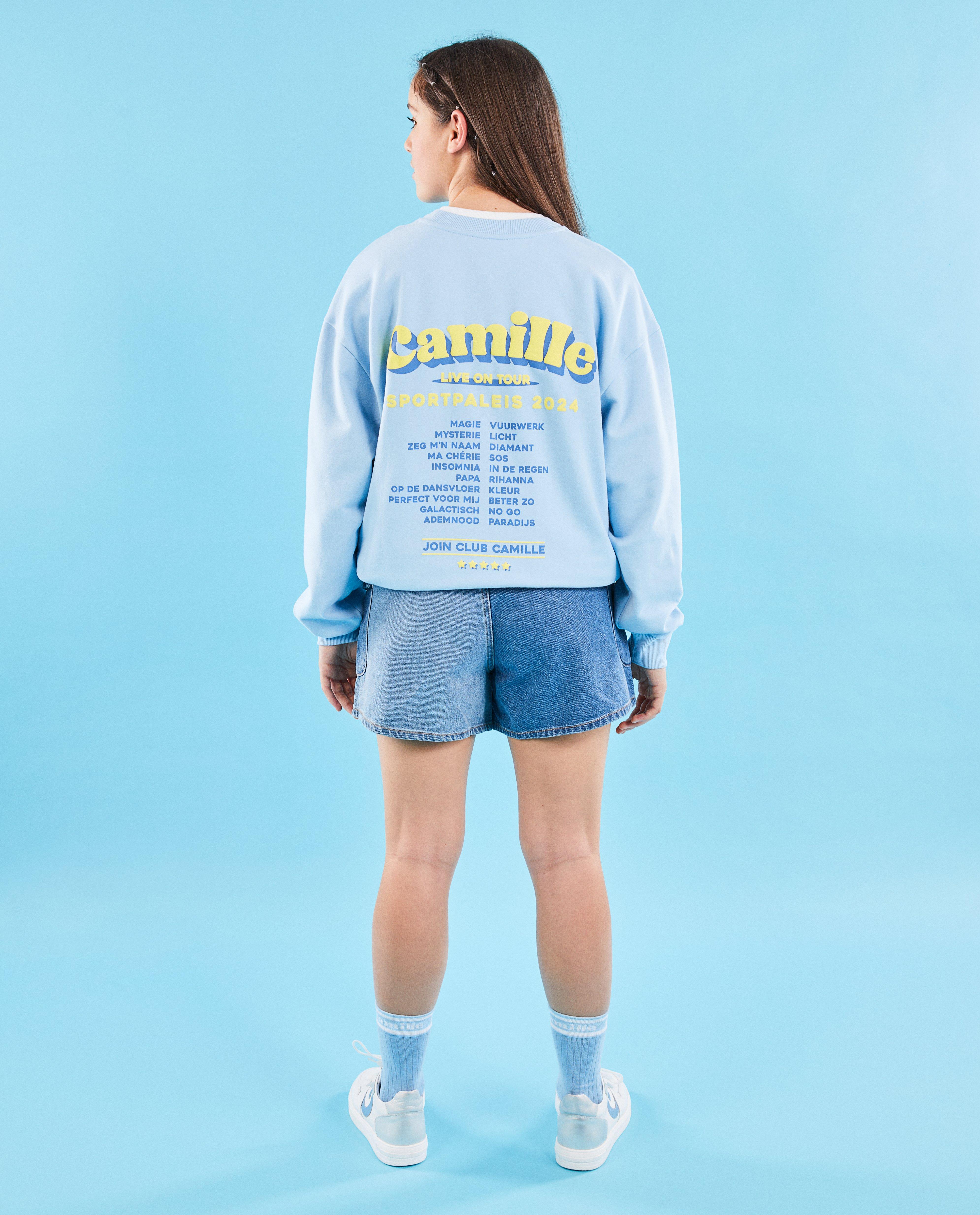 CAMILLE pulóver felirattal, XS-XL világoskék