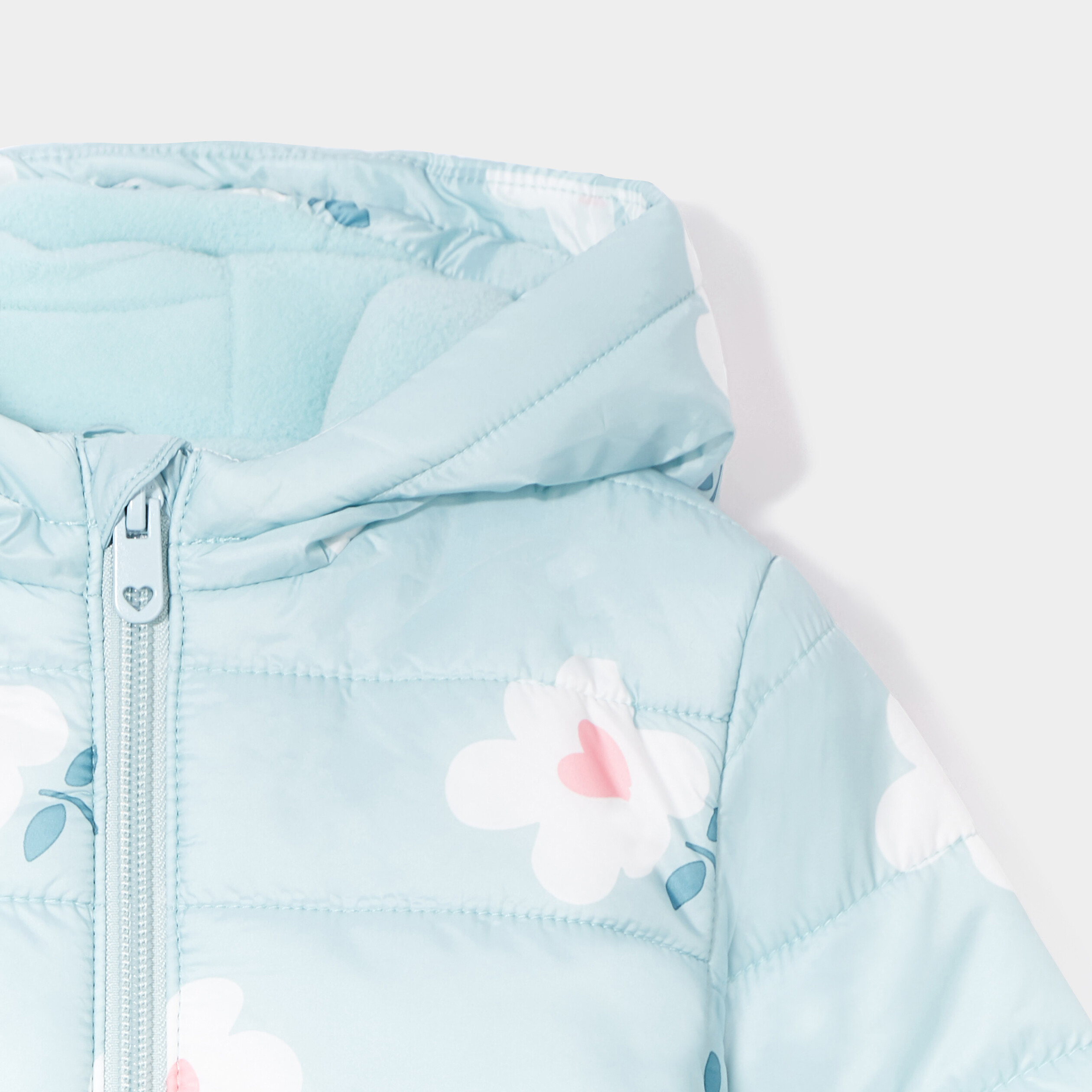 Doudoune oversize zippée à capuche bleu gris bébé fille | La Halle