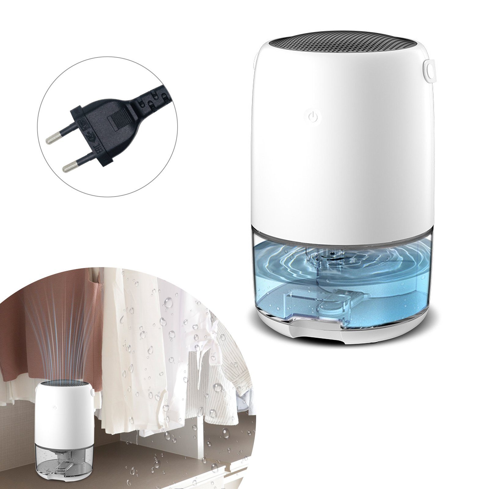 TWSOUL Luftentfeuchter Kleiner Luftentfeuchter für den Hausgebrauch, für 30 m³ Räume, Tank 1,10 l, Schnelle Entfeuchtung, energiesparend