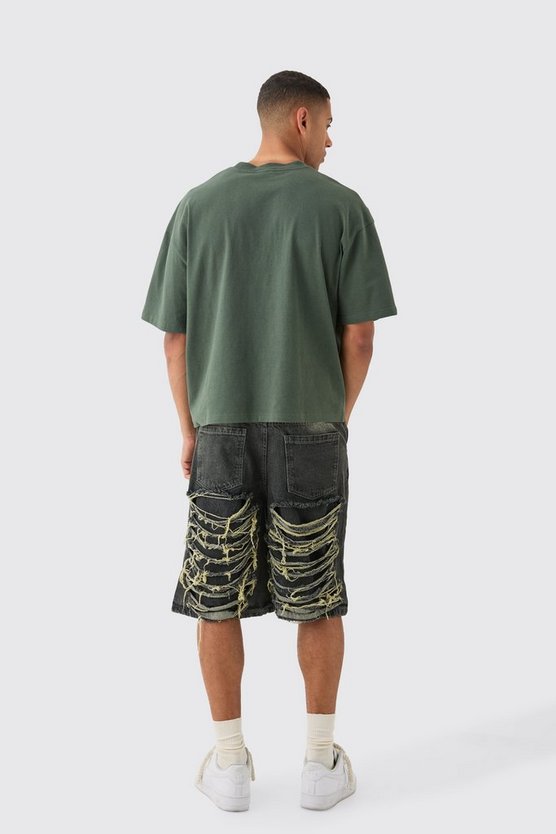 Kastiges Oversize Worldwide T-Shirt mit Kontrast-Naht