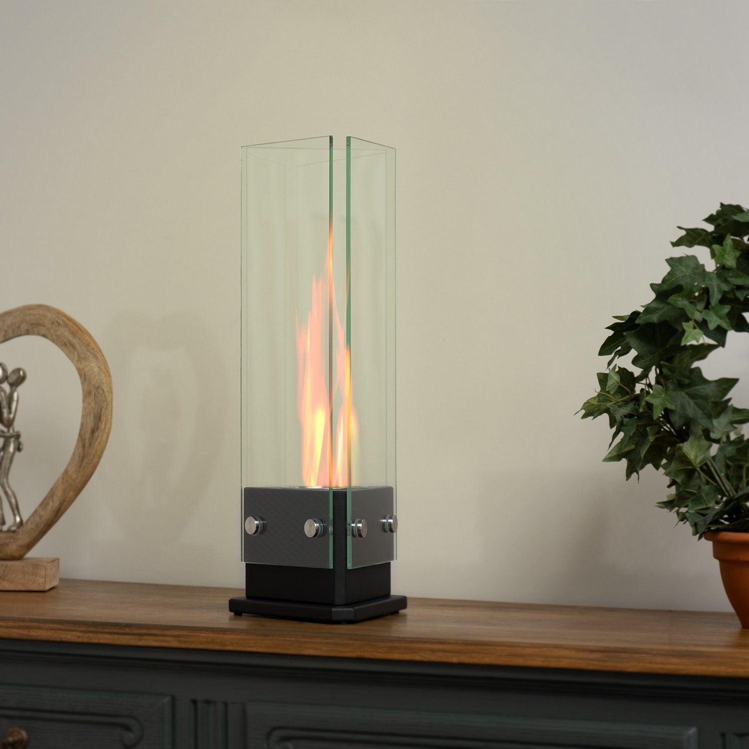 Moritz Dekokamin Tischkamin 51 x 20 x 17 cm Dreieck 500 ml Edelstahldose, Ethanolkamin Tischkamin Tischfeuer Gartenfeuer Feuerstelle Bio Ethanol