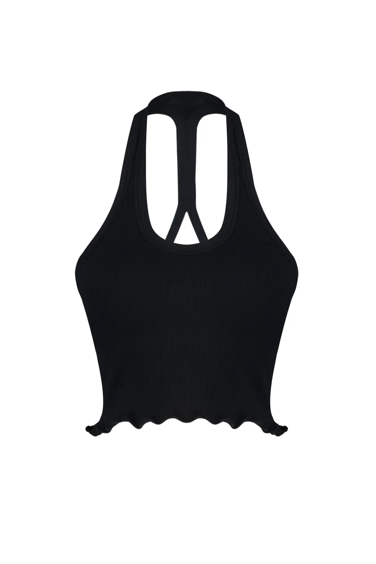 Trendyol Collection  Schwarzer nahtloser/nahtloser 2-lagiger gestrickter Sport-BH mit Polster innen THMSS24SS00010