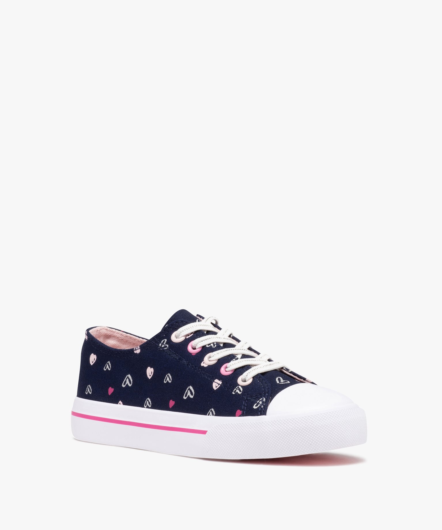 Baskets fille en toile imprimée à bout renforcé marine | GEMO