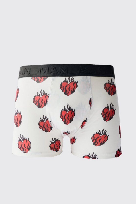 Boxershorts mit Herz Flammen Print