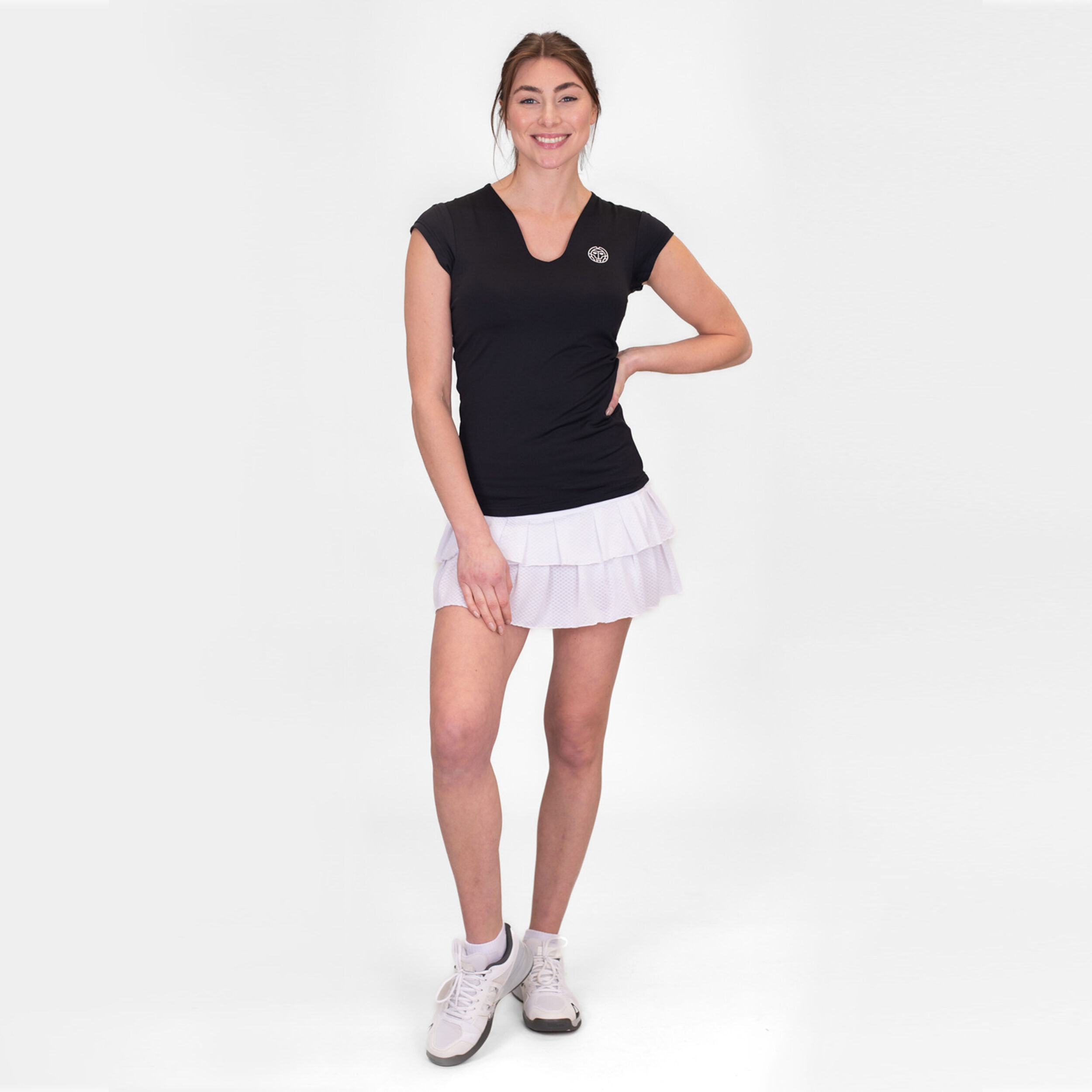 Crew V-Neck T-Shirt Damen - Schwarz