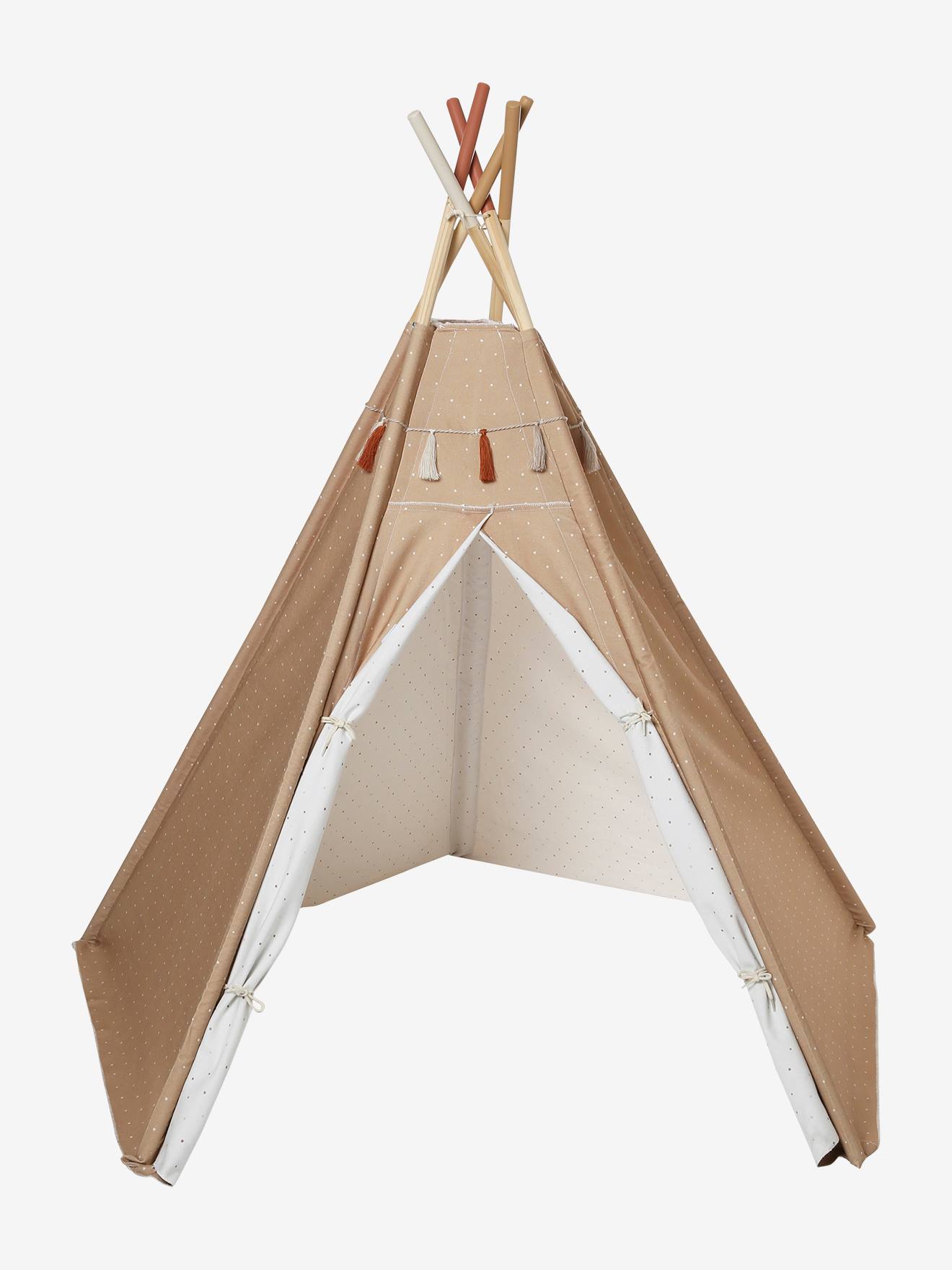 Vertbaudet Kinder Spielzelt GERONIMO, wendbares Tipi mit Holzstangen, FSC - mehrfarbig