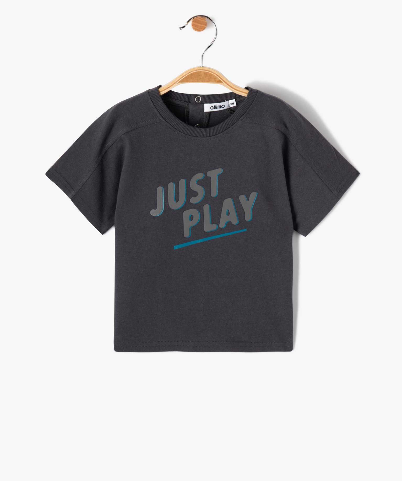 Tee-shirt bébé Garçon à manches courtes coupe loose gris fonce | GEMO