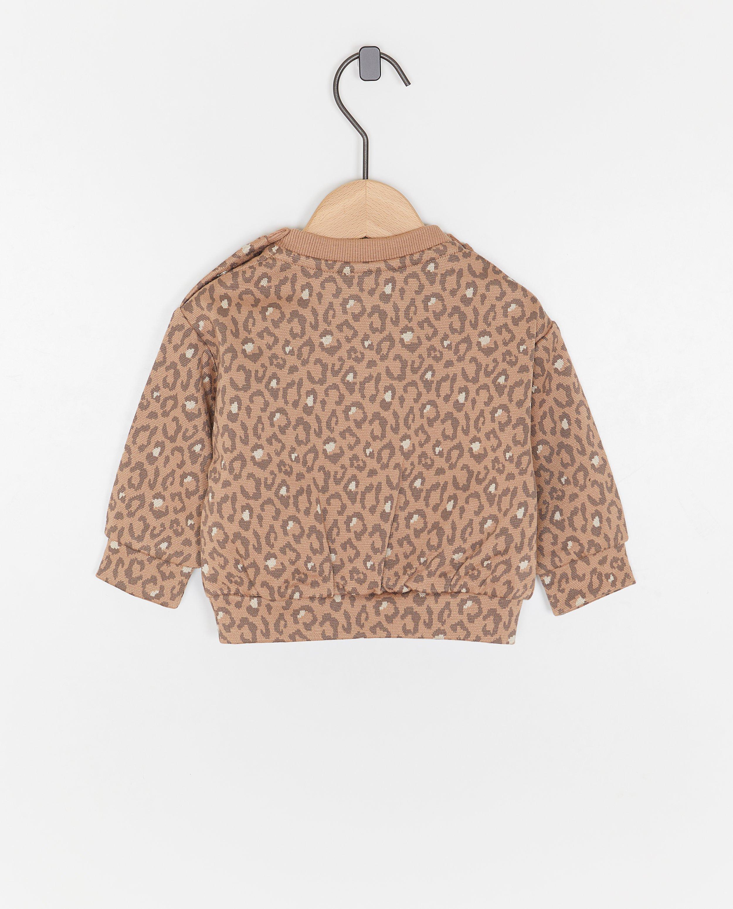 Pulover maro cu imprimeu leopard pentru nou-născuți 50-68