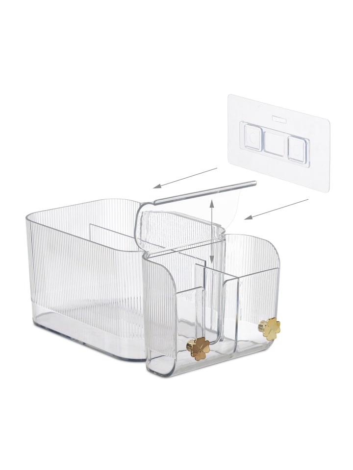relaxdays Kosmetik Organizer in Transparent/ Gold - (B)24 x (H)10 x (T)12,5 cm günstig kaufen onesize