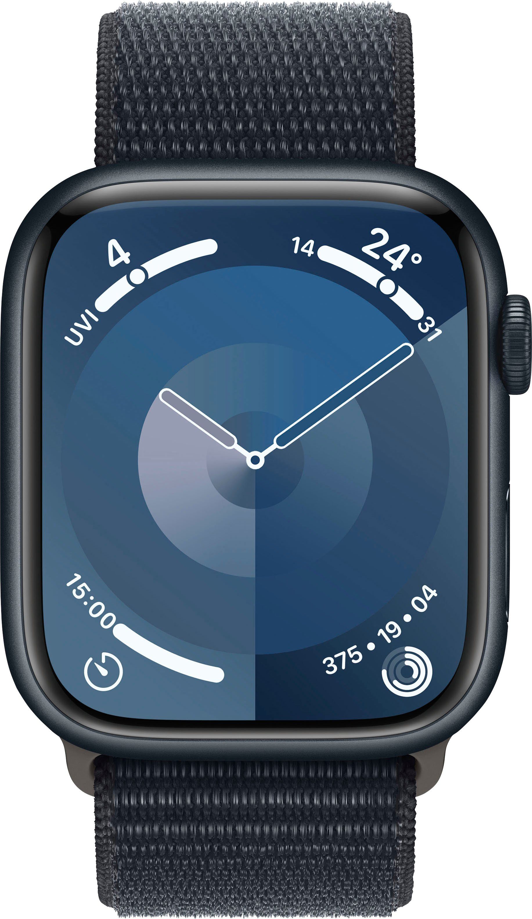 Apple Watch Series 9 GPS Aluminium 45mm Smartwatch (4,5 cm/1,77 Zoll, Watch OS 10), Sport Loop