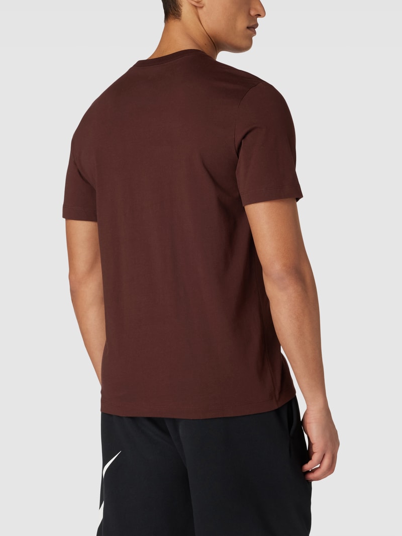 T-Shirt mit Logo-Stitching Modell 'CLUB' in haselnuss braun