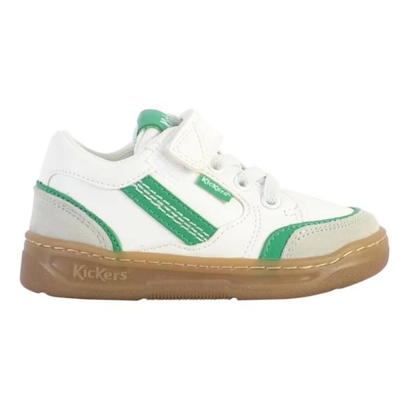 Basket Cuir Enfant Kickers Kouic blanc