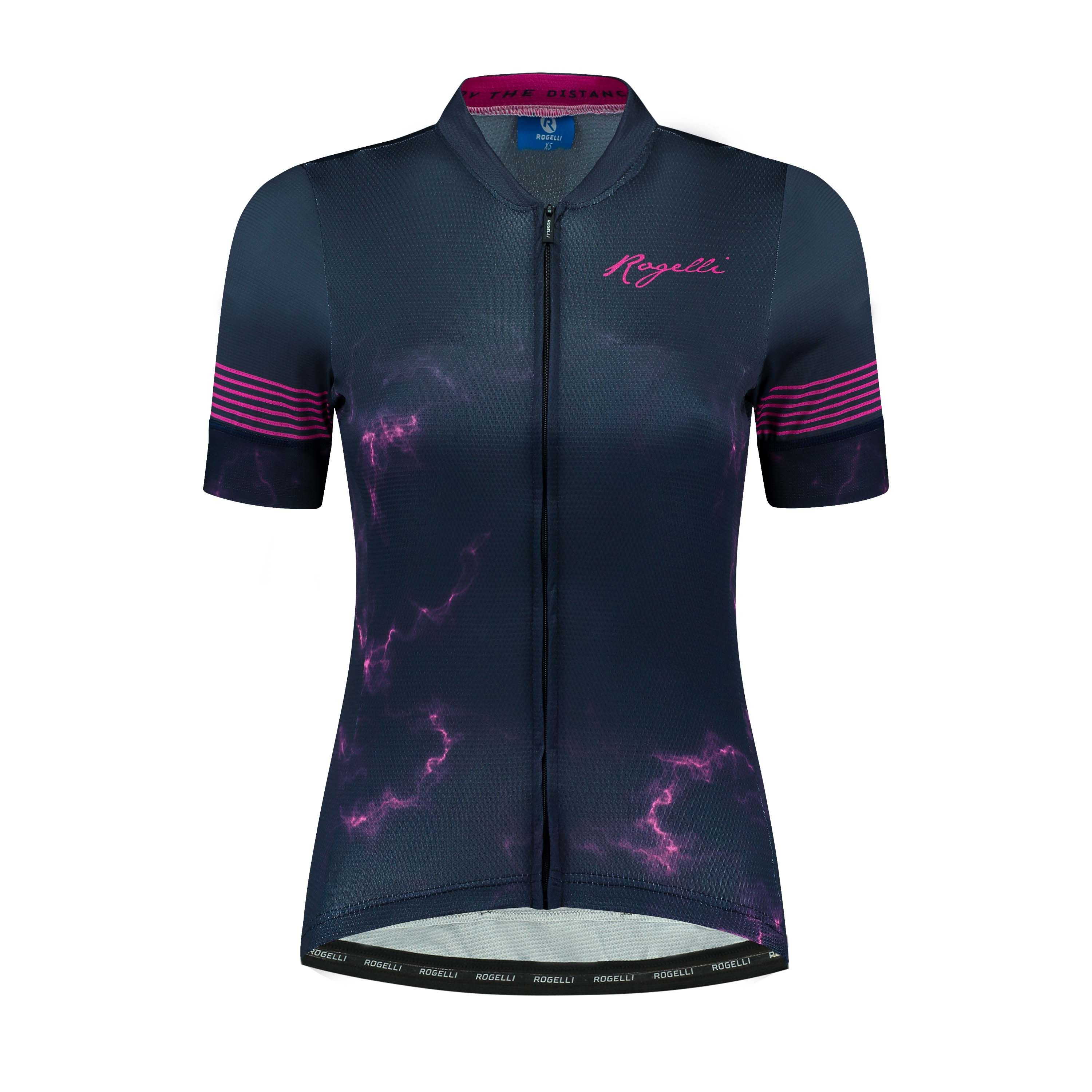 Rogelli Marble Blau/Rosa Damen Radtrikot Kurzarm