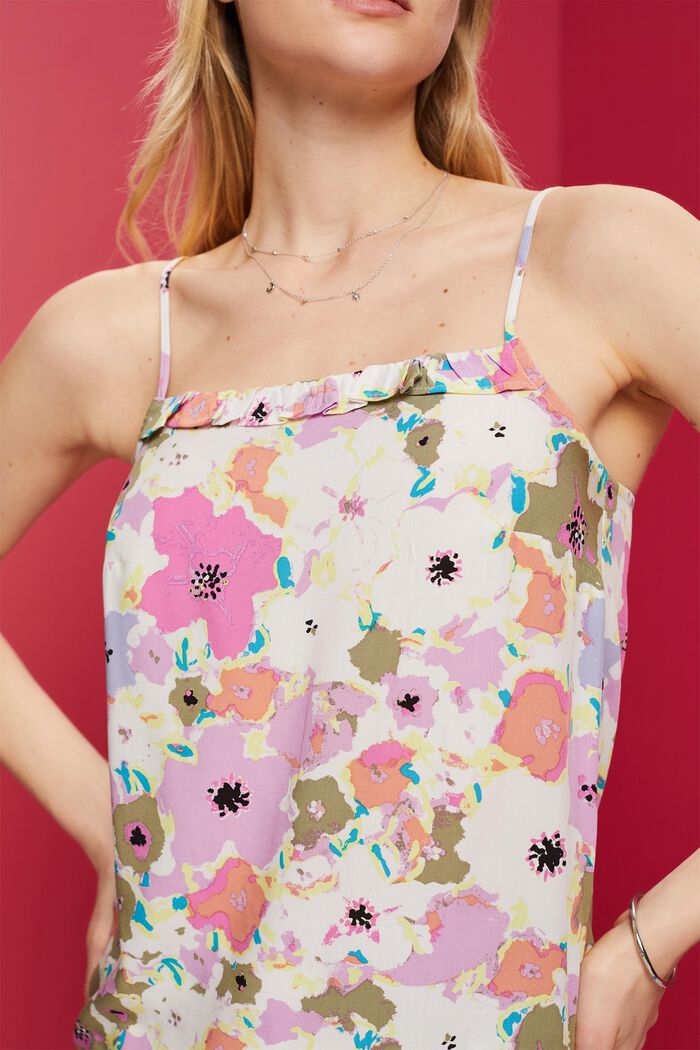 Gemusterte ärmellose Bluse, LENZING™ ECOVERO™