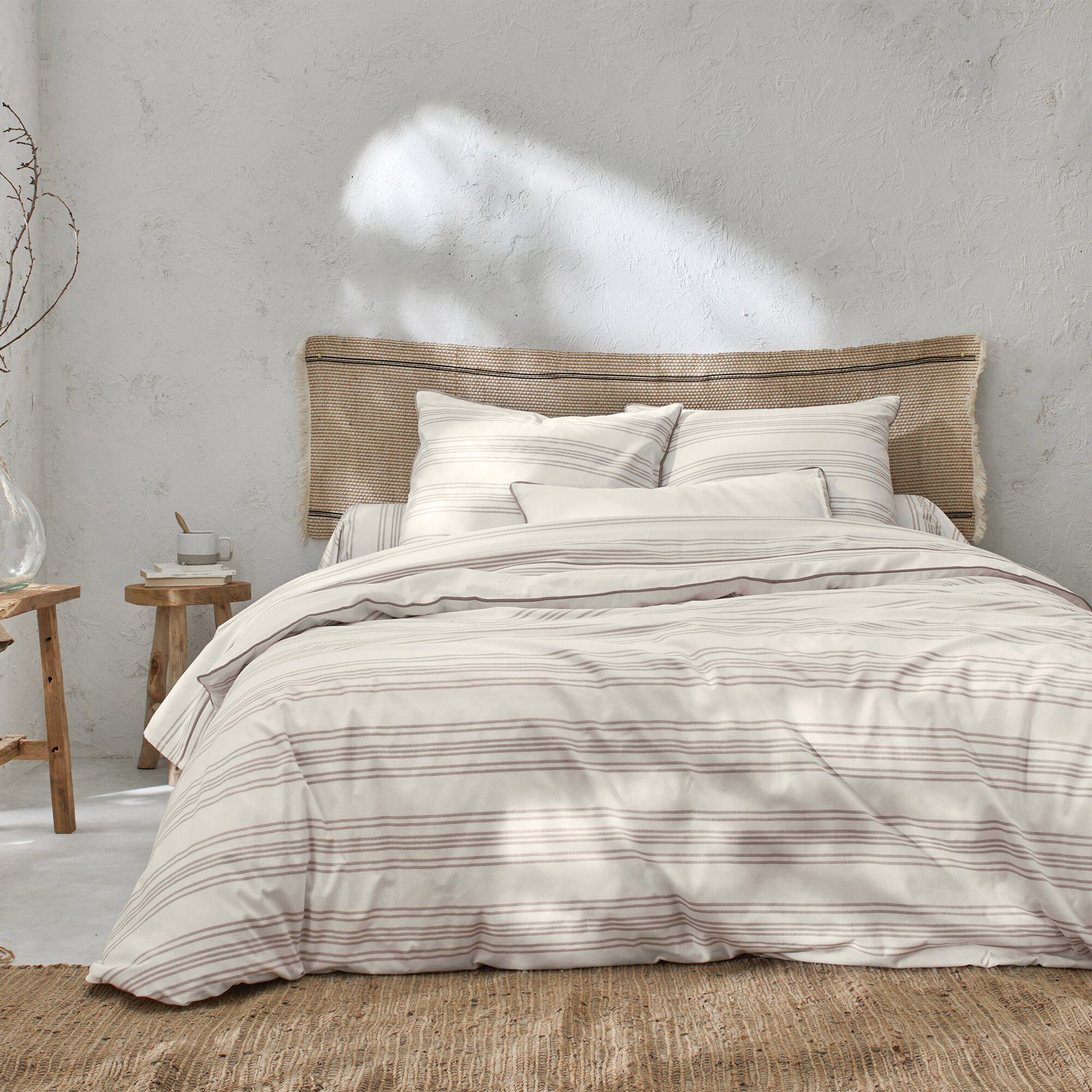 Linge de lit Eugénie rayures tissés teints